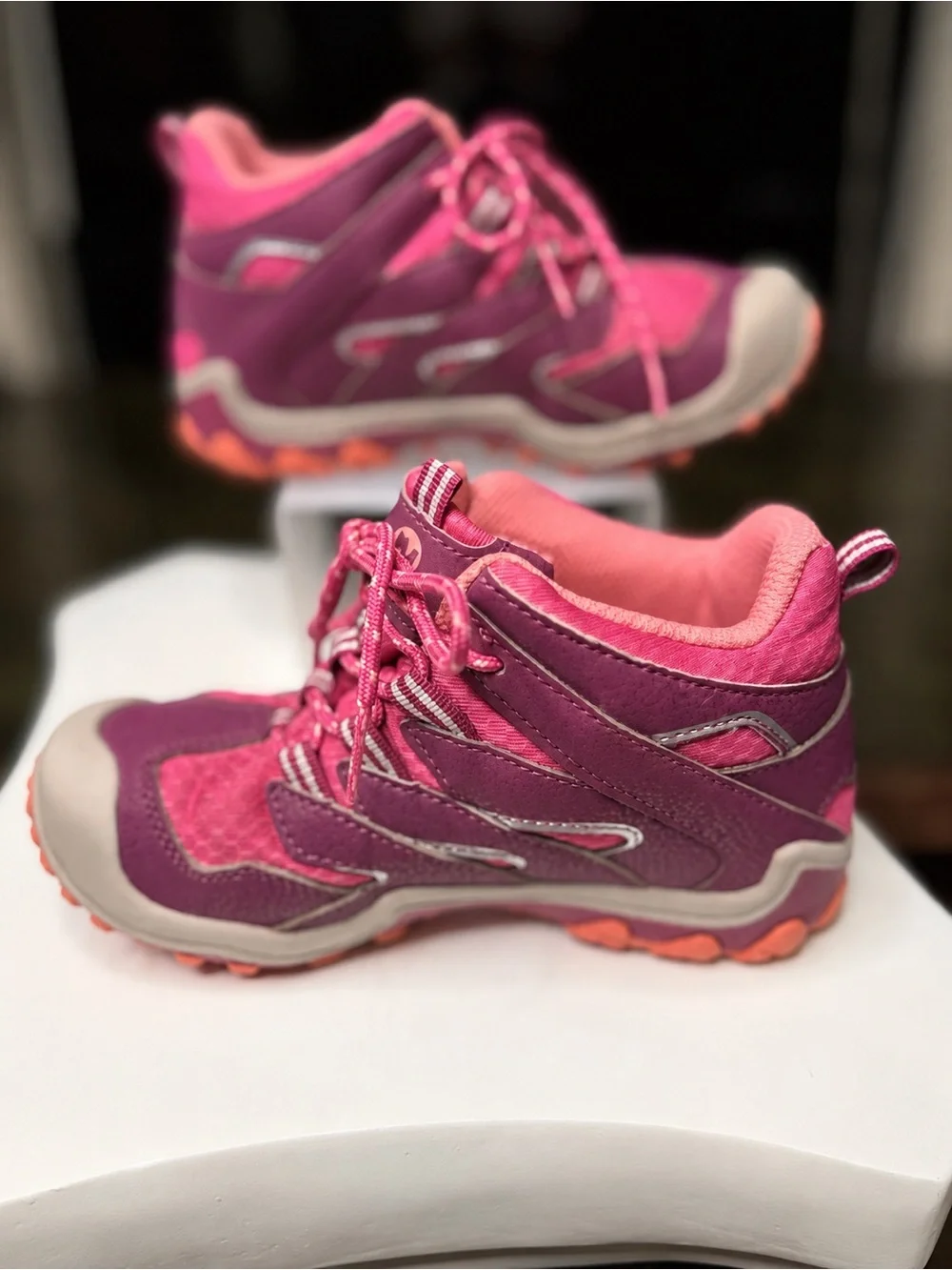 Merrell Chameleon 7 Mid Waterproof Kids Hiking Shoes Pink Purple US 12.5 EUC